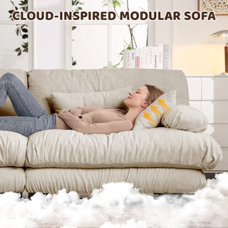 Luxury Modular Sectional Sofa Couch - Oversized U Shaped Cloud Couch for Living Room,Deep Seat Sofa Couch with 2 Ottomans ,Chenille Light coffee