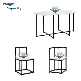 TOPMAX Modern 7-Piece Dining Table Set with Faux Marble Compact 55Inch Kitchen Table Set for 6, Black+White