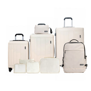 9-Piece Set (20'24'28 + a backpack, a toiletry bag, and 4 storage bags) ,ABS+PC Hardshell Carry on Luggage Set with TSA Lock Carry On Suitcase Luggage Durable Suitcase Color  Beige