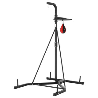 2-in-1 punching bag stand heavy-duty steel freestanding rack in black
