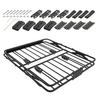 Foldable roof rack cargo basket 46 x 36 inch in black steel