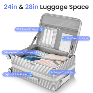 Luggage Sets 3 Piece(20/24/28), Expandable Carry On Luggage with TSA Lock Airline Approved, 100% PC Hard Shell and Lightweight Suitcase with Front Pocket and Spinner Wheels