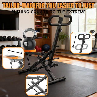 Squat Machine for Home, Assist Trainer for Glutes Workout Foldable with Resistance Bands, for Botty Glutes Butt Thighs, Ab Back/Leg Press Hip Thrust for Home Gym Fitness-Black