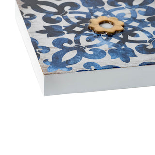 S/4 Abstract Blue, White, and Gold Wall Decor Accents, 9.5x9.5'