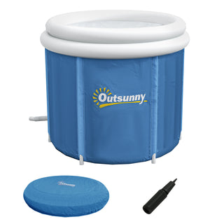 Outsunny Ice Bath Tub, 79 Gallon Outdoor Portable Cold Plunge Tub with Thermo Lid, Cover and Carry Bag for Athletes Recovery and Cold Water Therapy, Dark Blue