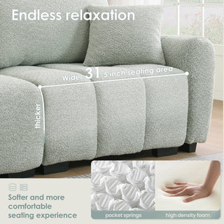 [VIDEO] 110' Modular Sectional Sofa, L Shape with Extra-large Seat, Pull-line Design, Movable Ottoman, High Density Foam, Free Combination, Sturdy Metal&Wood Frame, Boucle Fabric, 3 Colors