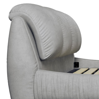 Queen Size Upholstered Platform Bed with Oversized Padded Backrest, Thickening Pinewooden Slats and Solid Wood Leg,Grey(New Sku:W1885S00020)