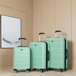 Light Green PC Lightweight & Durable Expandable Luggage Set with Hooks & Spinner Wheels (21/25/29)