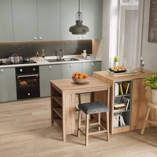 Dawson 36"W Oak Finish 3-PC Counter Height Table Set | Compact Dining Solution