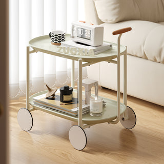 Moon storage cart (green) Nordic Internet celebrity mobile trolley kitchen simple double storage shelf living room sofa storage shelf