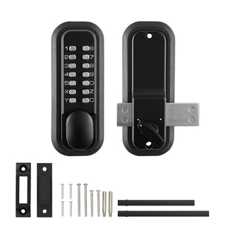 Mechanical Keyless Entry Door Lock | 14-Digit Keypad Outdoor Gate Lock with Surface-Mounted Latch, Waterproof Zinc Alloy | Easy Install Keypad & Knob for Garden, Garage & Yard
