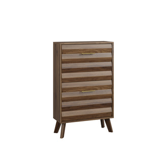 Walnut Wood Flip-Top Shoe Cabinet, Narrow Entryway
