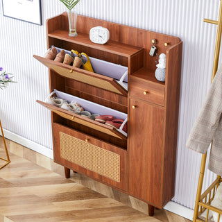Modern Minimalist Storage Cabinet – Japanese Rattan Shoe Cabinet, Bed Top Cabinet, Small Home Furniture for Corridors and Living Rooms (GZ-DI-03)