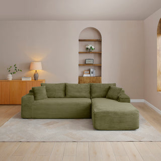 105'' Modular Sectional Sofa, Cloud Sectional Couch with Deep Seat, Modern Modular L-Shape Sofa Couch with Chaise,Upholstered Couches for Living Room Bedroom,No Assembly, (GREEN)
