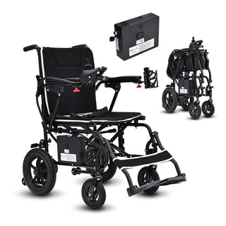 Lightweight Electric Wheelchair for Adults & Seniors - Ultralight 36lbs Foldable Power Wheelchairs, 264LBS Loading Capacity, 12-Mile Long Travel Range, All Terrain, With LED Light & Cup Holder