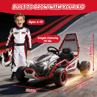 24V 400W Electric kids Ride on Toy,Crazy Go Cart,Drift Car W/Protective Roll Cage,EVA Front Tires,Rear Suspension,5-7.5 MPH,5-Point Safety Harness,Fast-Paced and Drift Mode,Music,Bluetooth for kids 6-12