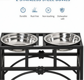 Double Stainless Steel Heavy Duty Dog Food Bowl Elevated Pet Feeding Station