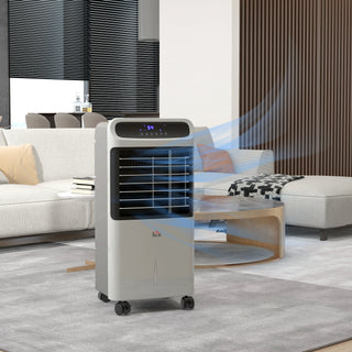 HOMCOM 32" Portable Evaporative Air Cooler with 3.2 Gal Tank, Oscillating Fan, Humidifier, Remote, 3 Modes, 3 Speeds, Timer – Gray