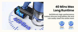 POWEART V870 BLUE Cordless Vacuum Cleaner | 30KPa Strong Suction, 350W Motor | Up to 45-Min Runtime, 8-in-1 Stick Handheld | Lightweight Pet Hair Vacuum for Hardwood & Carpet