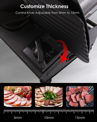Electric Meat Slicer Machine for Home – 7.5" Stainless Steel Blade, Adjustable Thickness, Easy-Clean Food Slicer for Meat, Bread, Cheese & Deli – Black
