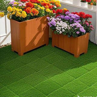 Artificial Lawn 36pcs Interlocking Artificial Grass Tiles For Patio, Balcony, Backyard, Artificial Turf Floor, 12x12 inches,Green