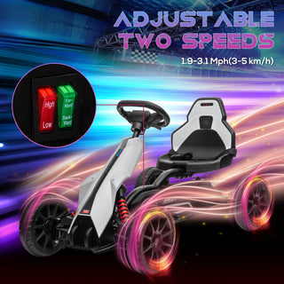 Aosom 12V Electric Go Kart for Kids, Outdoor Ride-On Toy with Forward Backward Drive & Adjustable Speed, Gift for Child 3-8 Years Old, White