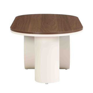 Luxury Oval Coffee Table, 47.24'' Coffee Table with Storage Drawer, White Metal Center Table for Living Room