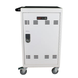 Mobile Charging Cart and Cabinet for Tablets Laptops 30-Device With Combination Lock(White).