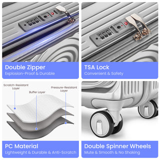 Luggage Sets 3 Piece(20/24/28), Expandable Carry On Luggage with TSA Lock Airline Approved, 100% PC Hard Shell and Lightweight Suitcase with Front Pocket and Spinner Wheels