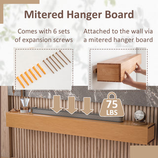 60'' Fireplace Mantel Wooden Wall Mounted Floating Shelf 8' Deep