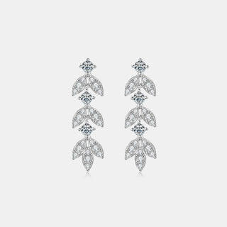 925 Sterling Silver Moissanite Leaf Earrings