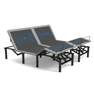DreamSync™ Pro-Series Split King Adjustable Bed Base – Dual-Zone Independent Motion Bed Frame with Head & Foot Incline, Pulse Massage Technology, Dual-Protocol USB (Type-A & C), Multi-Stage LED Night Light, and 4-Level Custom Height Legs