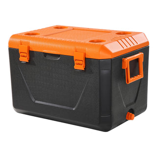 Portable 63 QT Insulated Hard Cooler – 90 Can Capacity Outdoor Ice Chest with Built-In Cup Holders for Camping, Beach, Picnic and Tailgating