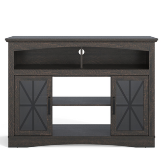 47 inch Farmhouse TV Stand with LED Lights, Brown