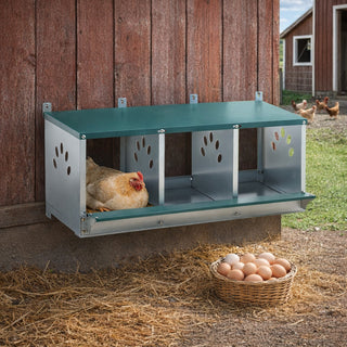 Metal Nesting Boxes for Chicken,3 Compartment Nesting Box,Galvanized steel Nesting Boxes for Hens, Easy to Assemble