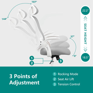 Office chair, comfortable swivel chair with high back, wheels, adjustable headrest, comfortable lumbar support, flip arm, Pink
