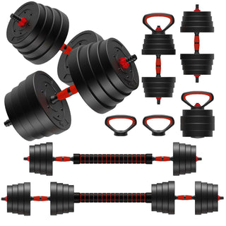 75LB 4-in-1 Adjustable Dumbbell Set – Converts to Barbell, Kettlebell & Push-Up Stands, Interchangeable Weight Plates for Home Gym Fitness
