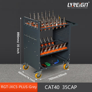 Grey CNC Tool Cart | CAT40 & BT40 Tool Holder Trolley (35 Capacity)