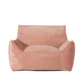 Allea Velveteen Bean Bag Chair w/ Armrests | Soft Pink Velvet | 40"x40"x30" Comfy Seating Lounger for Adults, Dorm, & Bedroom Accent