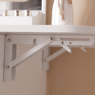 White Vanity Desk with Lighted Mirror & Power Outlet | Makeup Table with Storage Drawers & Cabinet