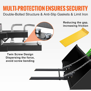 4000 LBS Clamp-On Pallet Forks, 60" Heavy Duty Tractor Bucket Forks with Adjustable Stabilizer Bar for Loader & Skid Steer