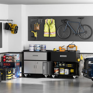 Metal Rolling Tool Cart with Wheels | Garage Storage Cabinets in Black or Gray