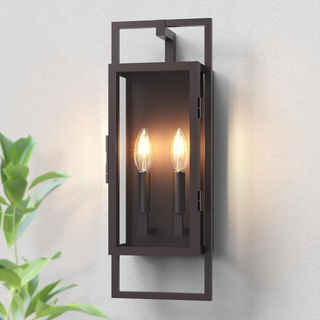 21.5' Oil Rubbed Bronze Dusk to Dawn Outdoor Wall Light, Modern Large Outside Wall Sconce, 2-Light Exterior Wall Lantern with Clear Glass Shade, Waterproof Outdoor Porch Light for House