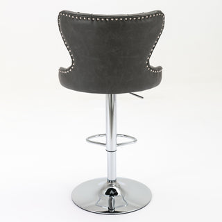 Swivel PU Barstools with Adjustable Seat Height (25-33 Inch), Modern Upholstered Chrome Base Bar Stools with Backs, Comfortable Tufted Design for Home, Pub, and Kitchen Island, Olive Green, SW1844GY