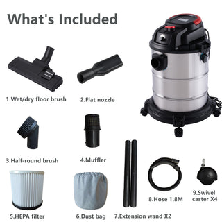 Wet Dry Vac, 8 Gallon, 6 Peak HP, 3 in 1 Shop Vacuum with Blowing Function, Wet/Dry Vacuum to Clean Floor, Upholstery, Gap, Car, Black