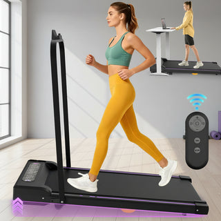 Under Desk Treadmill, Walking Pad, 2 in 1 Portable Treadmill with Handle Remote Control LED Display, Walking Jogging Machine for Home Office Use Black