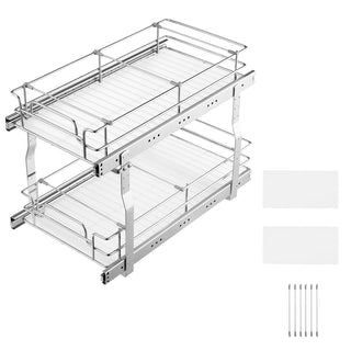 2-tier wire pull out cabinet under sink organizer 12 x 21 x 15 inch