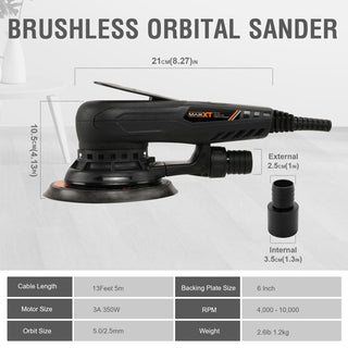 350W Brushless Electric Random Orbital Sander | 5mm Orbit Variable Speed Sander