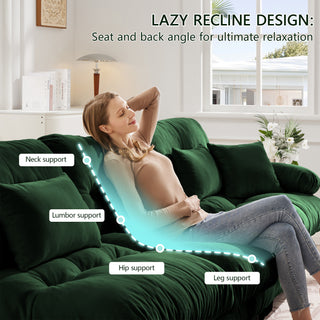 Luxury Oversized Green Chenille Modular U-Shaped Cloud Couch with Ottomans