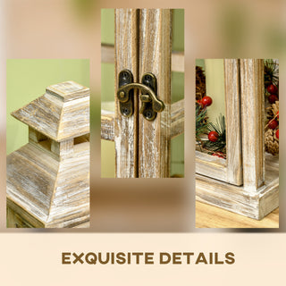 Add a touch of rustic charm to your home with the HOMCOM 2 Pack 28"/20" Large Rustic Wooden Lanterns. These beautifully crafted lanterns are perfect for both indoor and outdoor decor, enhancing your living room, garden, patio, or entryway. Made from high-quality wood with a natural finish, these lanterns feature an open-frame design without glass, allowing you to customize your decor with candles, fairy lights, or other decorative elements. Their vintage-inspired style makes them an ideal accent for any rus